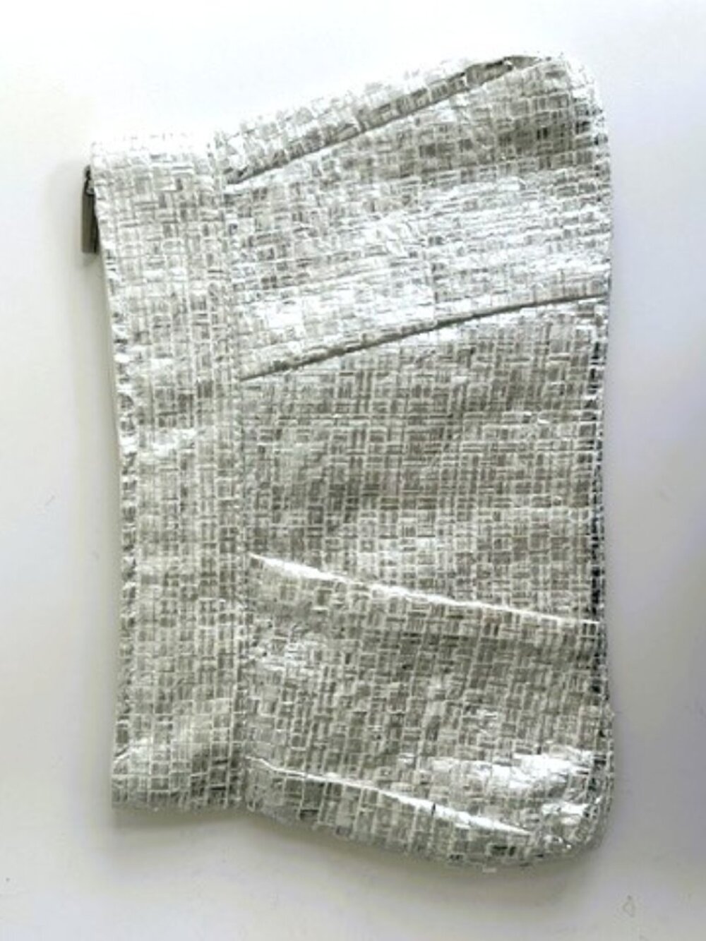 NWOT Muche Et Muchette Silver Woven Raffia Fabric Clutch Handbag